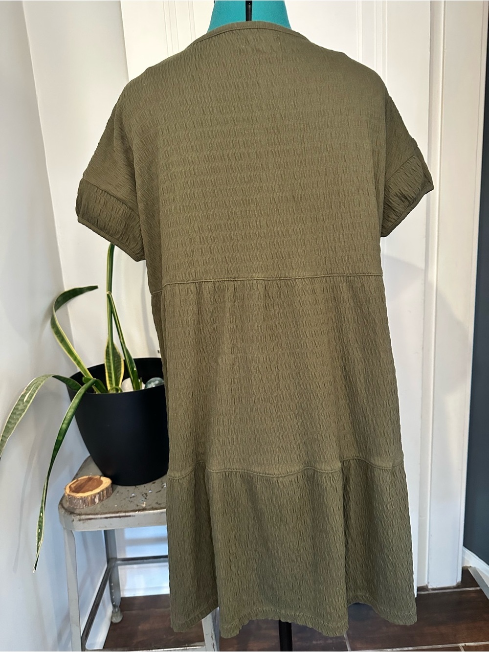 Madewell Olive Green Textured Dress - Picture 2 of 7